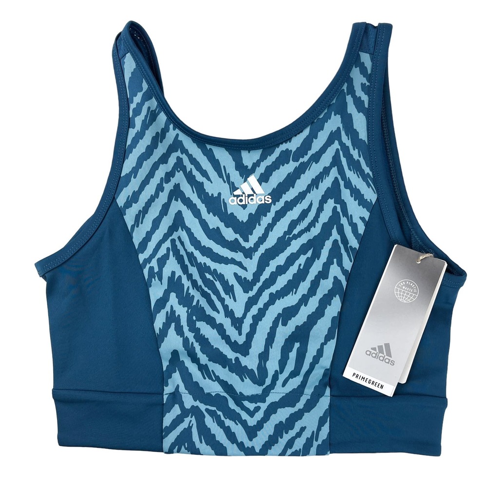 NWT Adidas Womens XS Training Crop Tank Top Blue Low Back